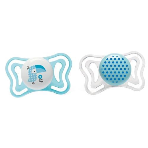 Chicco Silicone Soother Physio Forma Light 2-6m Ελαφριά Πιπίλα Σιλικόνης από 2 Έως 6 Μηνών 2 Τεμάχια - Γαλάζιο/ Διάφανο